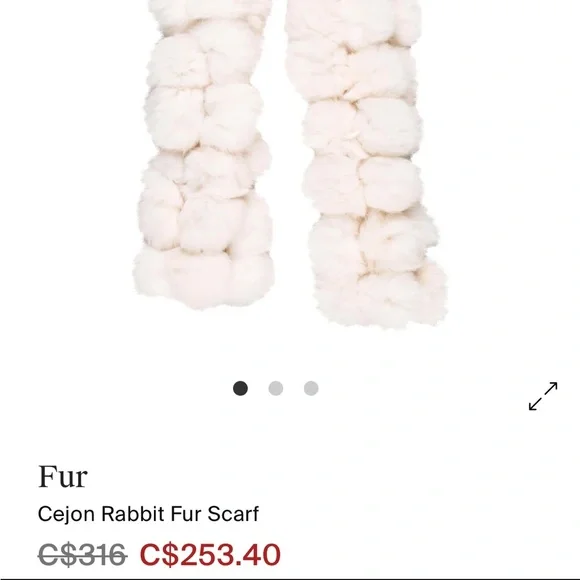 Cejon Burgundy Rabbit‎ Fur Scarf - Picture 4 of 4